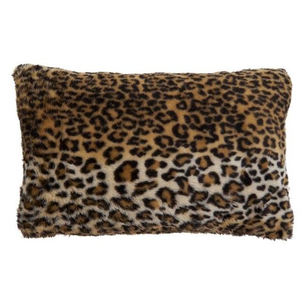 Saro Lifestyle SARO 7406.BR1220BP 12 x 20 in. Oblong Brown Cheetah Print Faux Fur Throw Pillow with Poly Filling 7406.BR1220BP